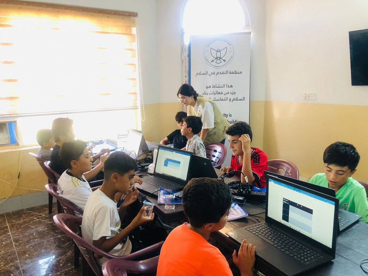 Participants during a computer basics training session in Sinjar